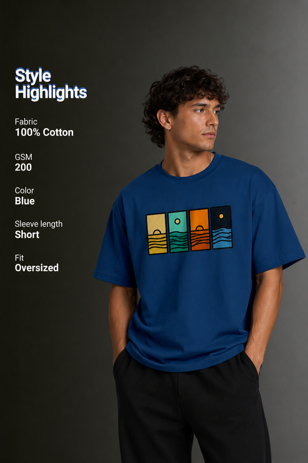 Men's Drop Shoulder Front Printed T-Shirt | Graphic Tee | OUTPUFF