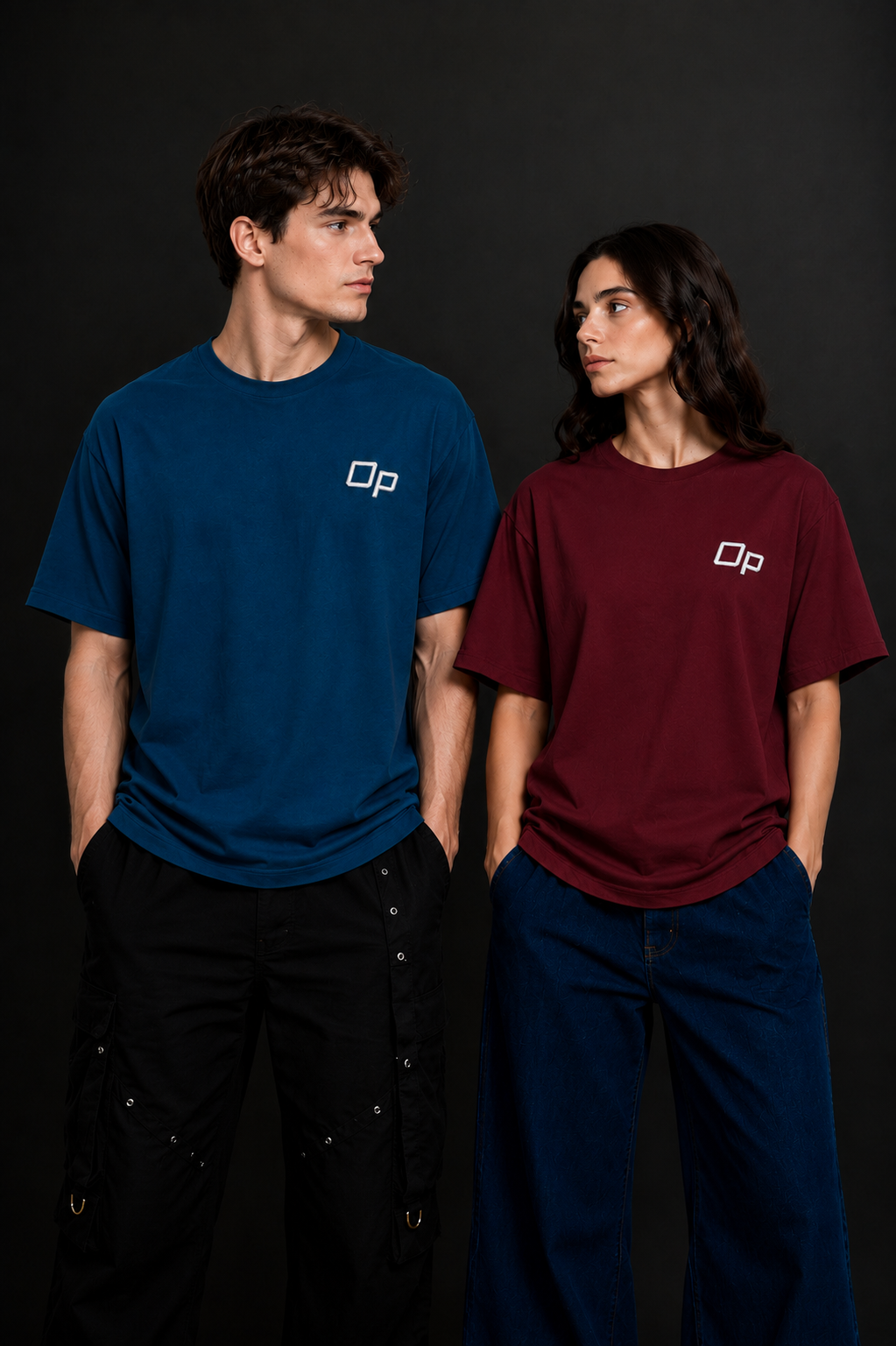 Couple Plain Drop Shoulder T-Shirt | OUTPUFF