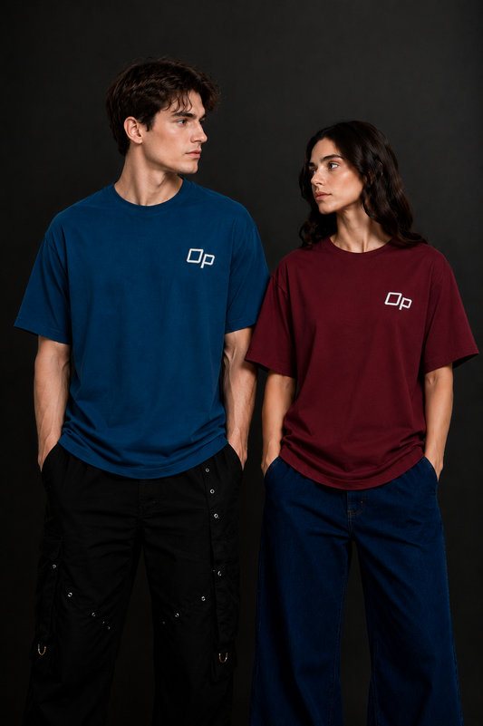 Couple Plain Drop Shoulder T-Shirt | OUTPUFF