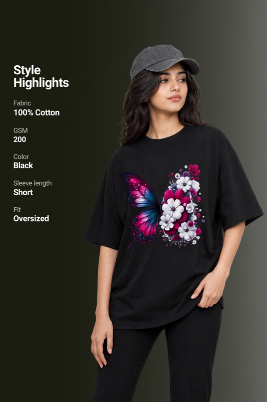 Women Drop Shoulder Front Printed T-Shirt | OUTPUFF