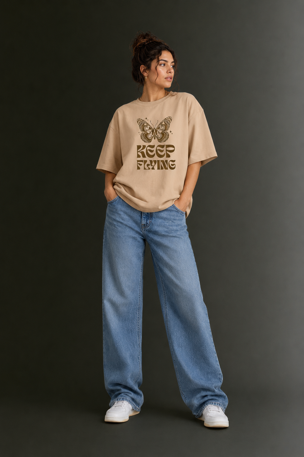 Women Drop Shoulder Front Printed T-Shirt | OUTPUFF