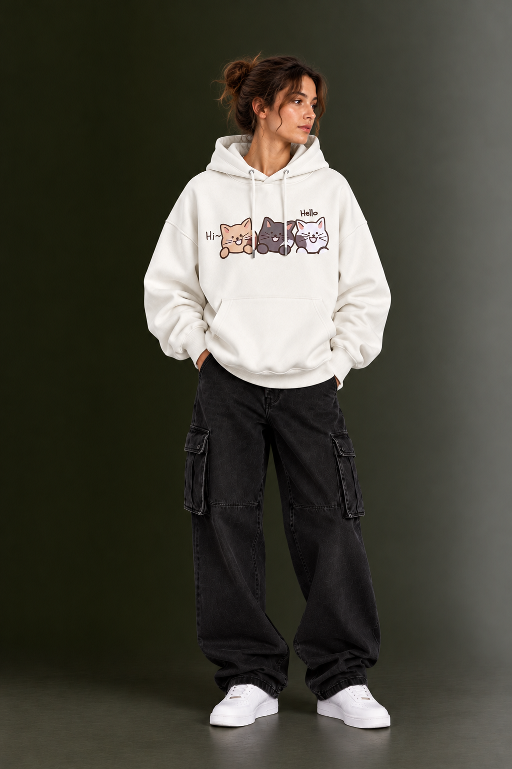 OUTPUFF Unisex Printed Pullover Hoodie with Kangaroo Pocket