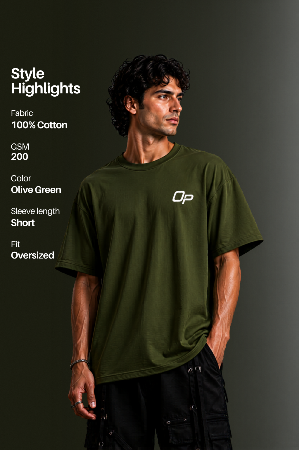 MENS DROP SHOULDER (OLIVE GREEN)