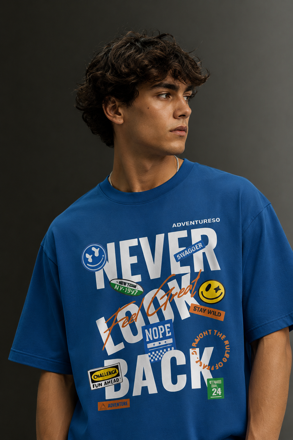 Men's Drop Shoulder Front Printed T-Shirt | Graphic Tee | OUTPUFF
