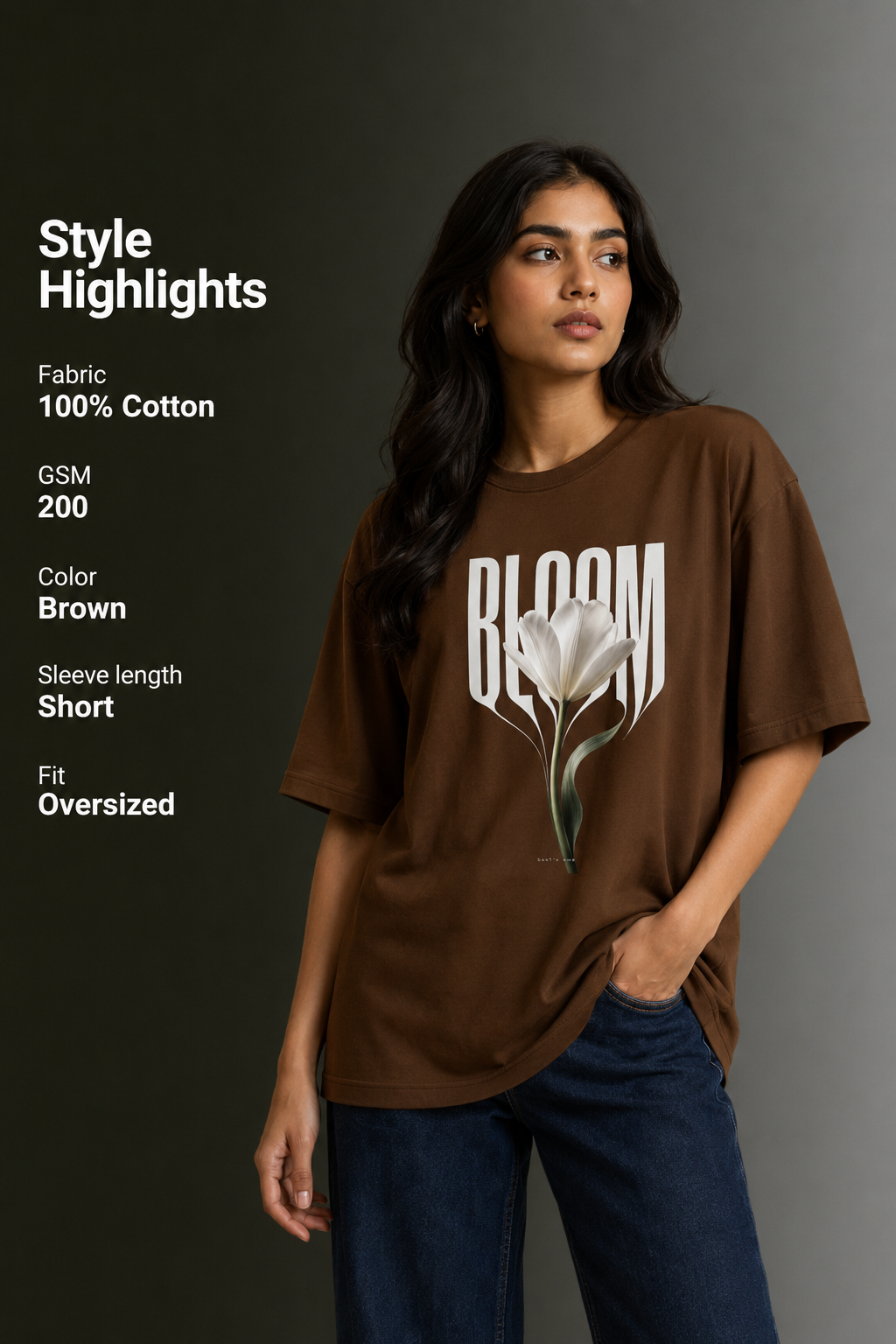 Women Drop Shoulder Front Printed T-Shirt | OUTPUFF