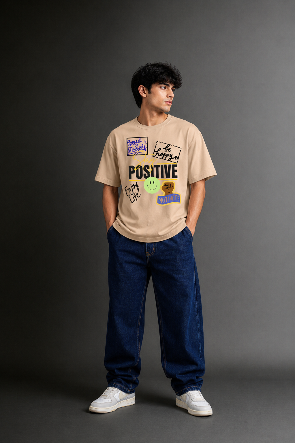 Men's Drop Shoulder Front Printed T-Shirt | Graphic Tee | OUTPUFF