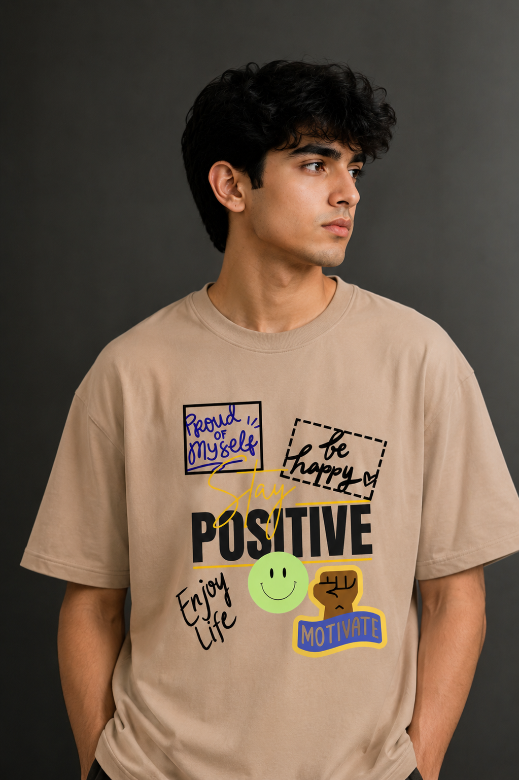Men's Drop Shoulder Front Printed T-Shirt | Graphic Tee | OUTPUFF