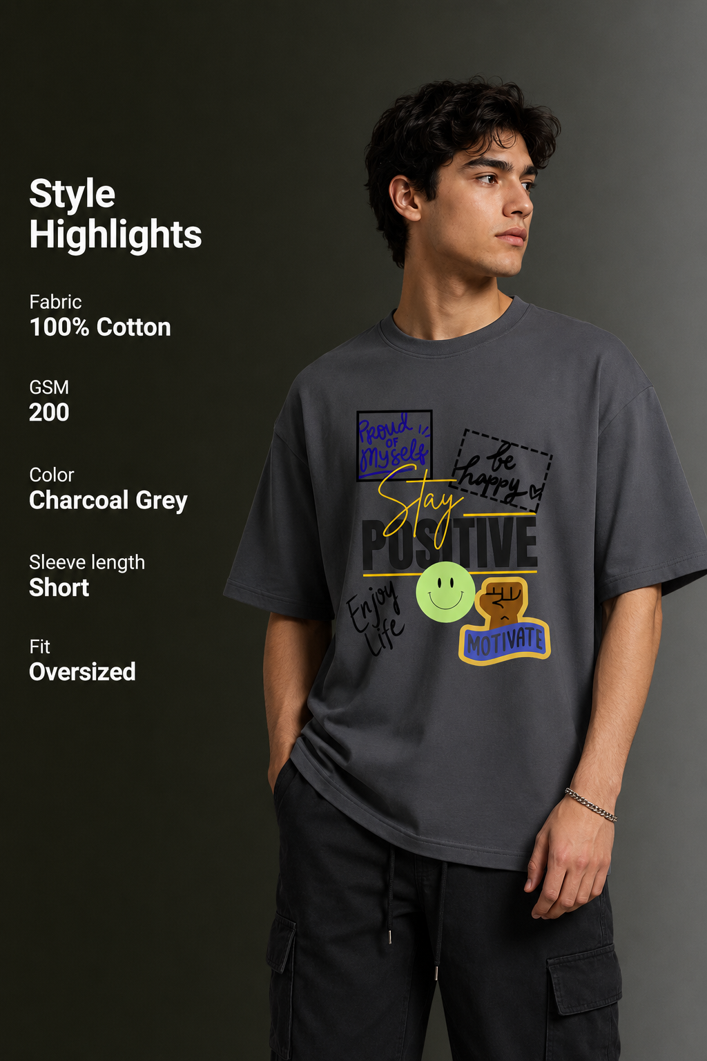 Men's Drop Shoulder Front Printed T-Shirt | Graphic Tee | OUTPUFF