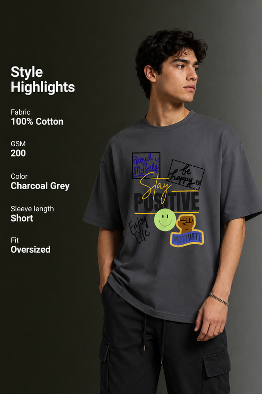 Men's Drop Shoulder Front Printed T-Shirt | Graphic Tee | OUTPUFF