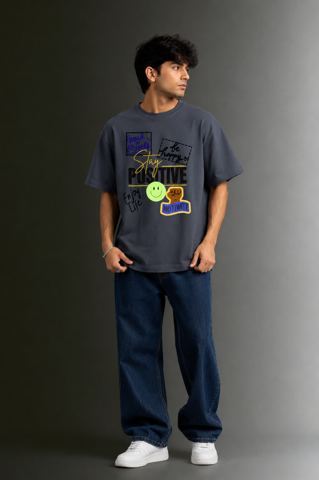 Men's Drop Shoulder Front Printed T-Shirt | Graphic Tee | OUTPUFF