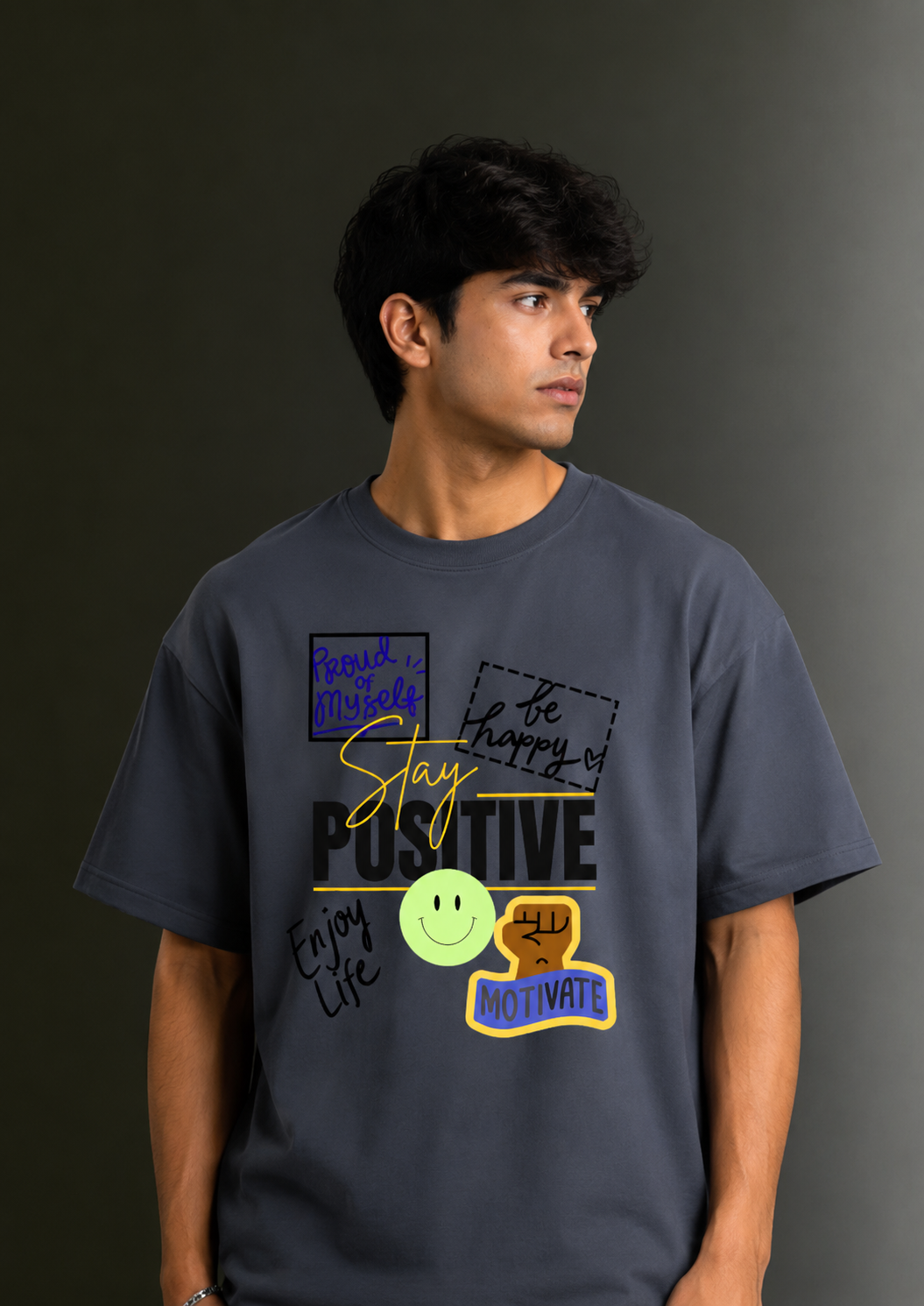 Men's Drop Shoulder Front Printed T-Shirt | Graphic Tee | OUTPUFF