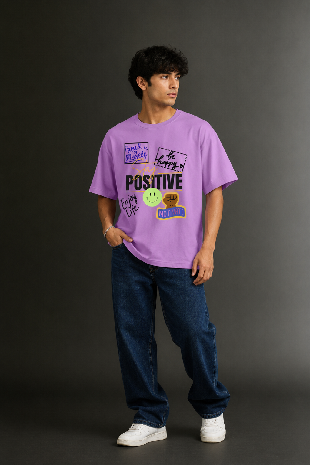 Men's Drop Shoulder Front Printed T-Shirt | Graphic Tee | OUTPUFF