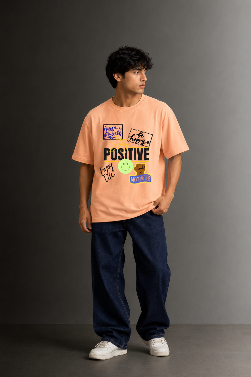 Men's Drop Shoulder Front Printed T-Shirt | Graphic Tee | OUTPUFF