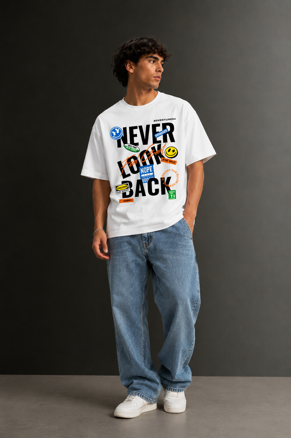 Men's Drop Shoulder Front Printed T-Shirt | Graphic Tee | OUTPUFF