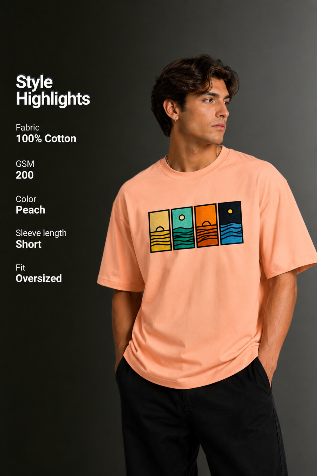 Men's Drop Shoulder Front Printed T-Shirt | Graphic Tee | OUTPUFF