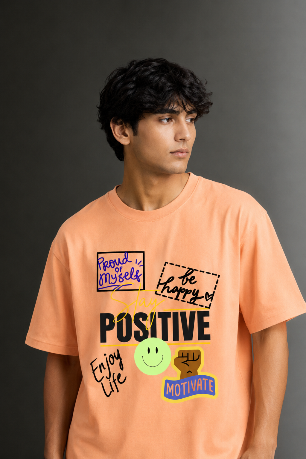 Men's Drop Shoulder Front Printed T-Shirt | Graphic Tee | OUTPUFF