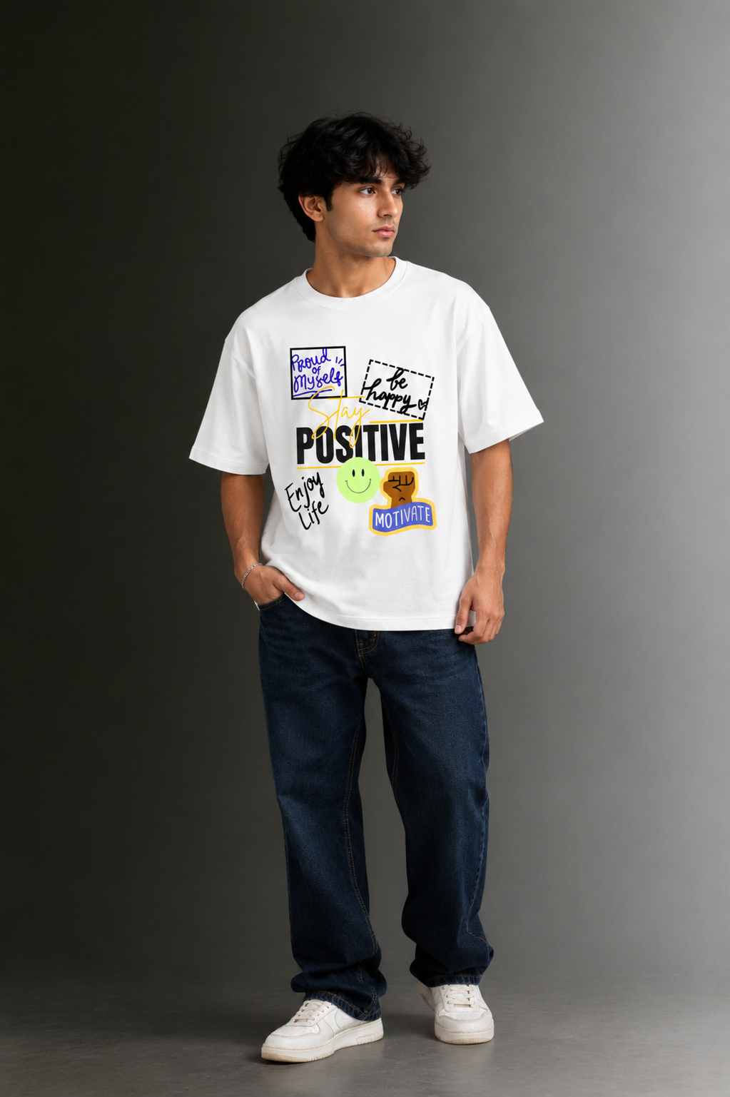 Men's Drop Shoulder Front Printed T-Shirt | Graphic Tee | OUTPUFF