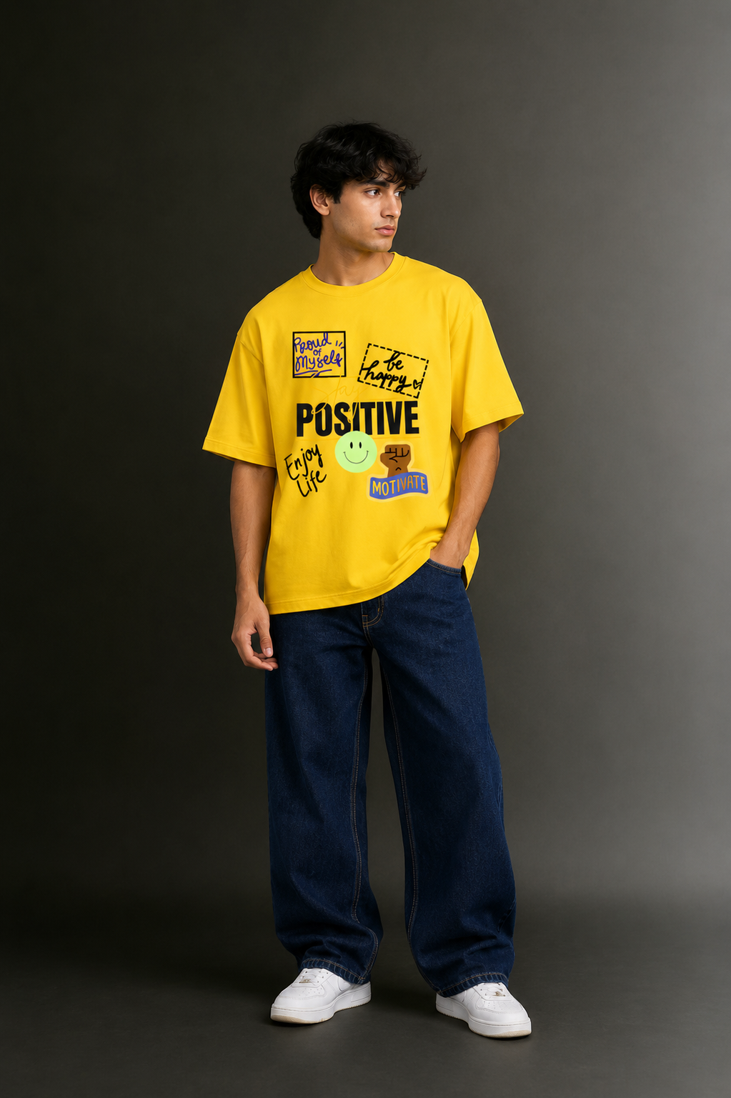 Men's Drop Shoulder Front Printed T-Shirt | Graphic Tee | OUTPUFF
