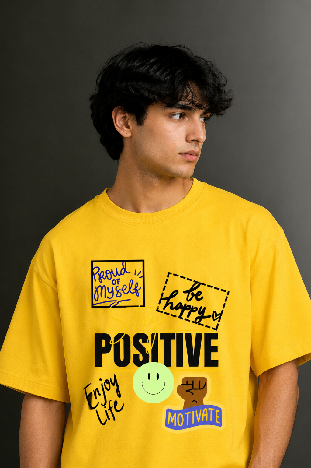 Men's Drop Shoulder Front Printed T-Shirt | Graphic Tee | OUTPUFF