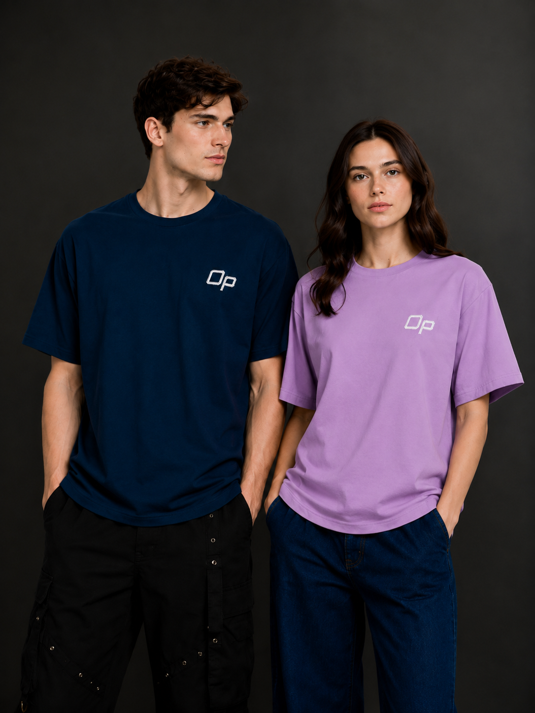 Couple Plain Drop Shoulder T-Shirt | OUTPUFF