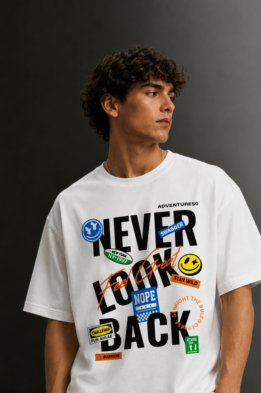 Men's Drop Shoulder Front Printed T-Shirt | Graphic Tee | OUTPUFF