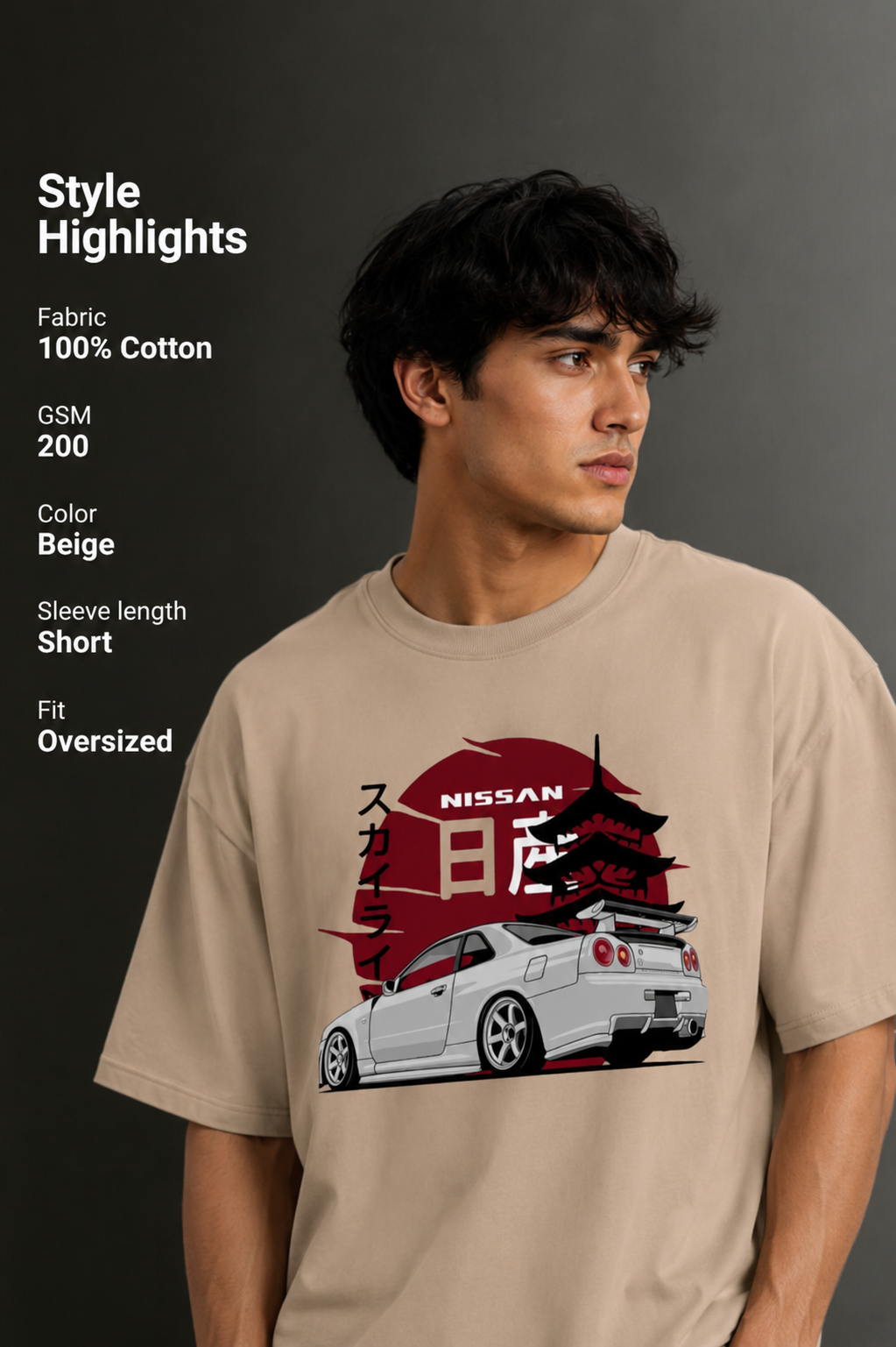 Men's Drop Shoulder Front Printed T-Shirt | Graphic Tee | OUTPUFF