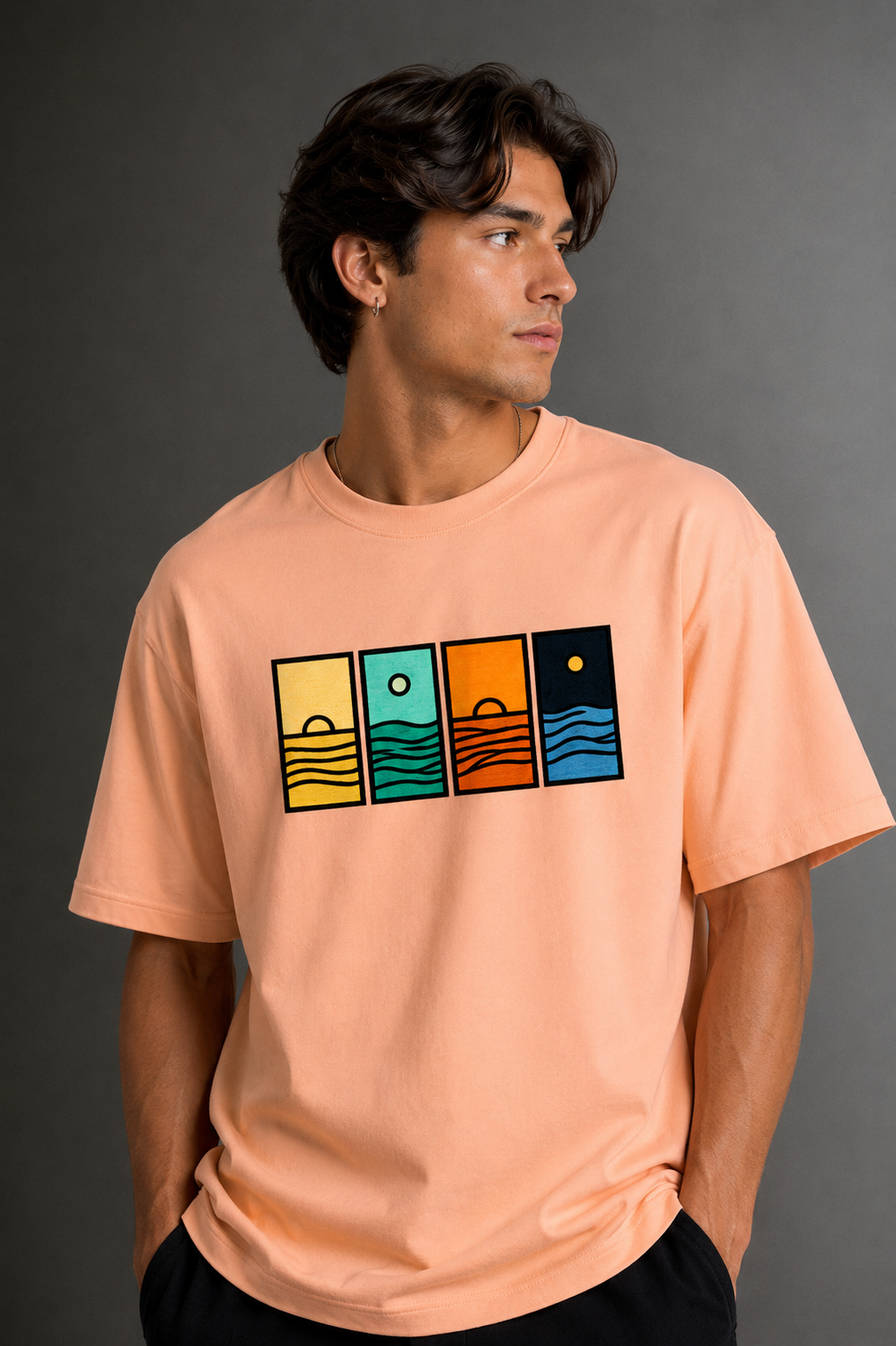 Men's Drop Shoulder Front Printed T-Shirt | Graphic Tee | OUTPUFF