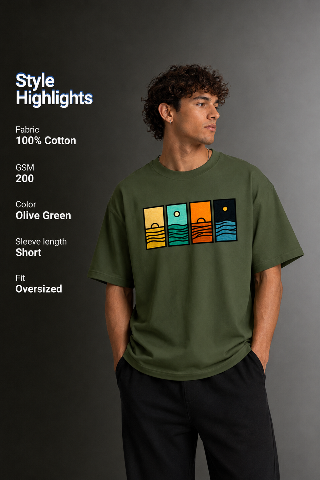 Men's Drop Shoulder Front Printed T-Shirt | Graphic Tee | OUTPUFF