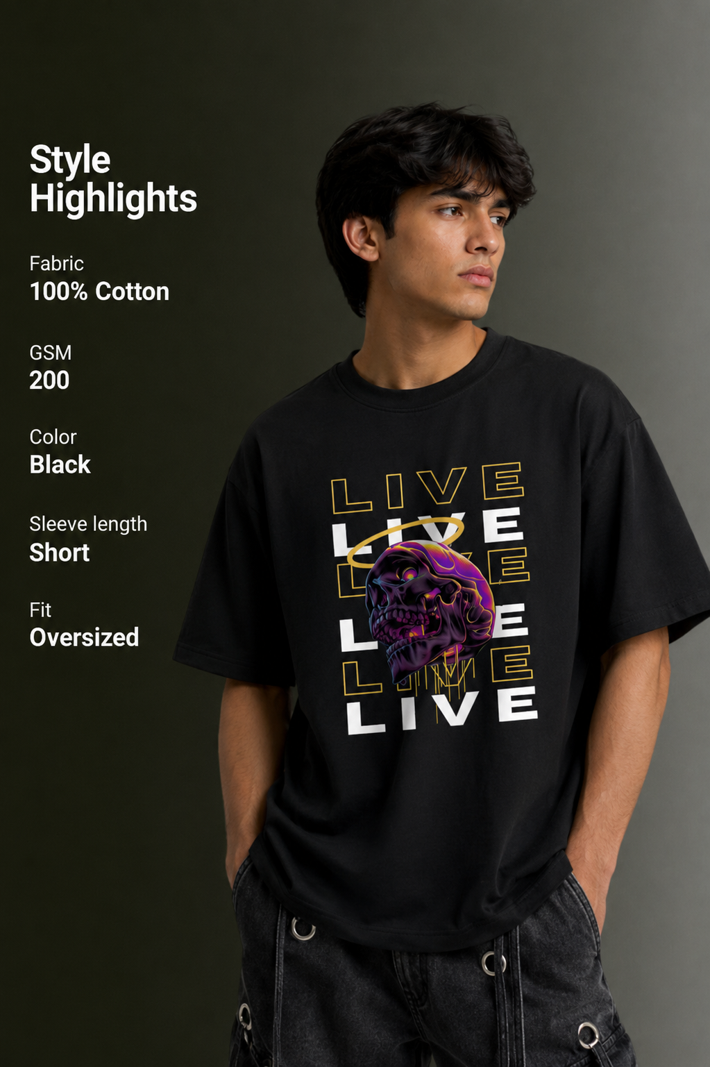 Men's Drop Shoulder Front Printed T-Shirt | Graphic Tee | OUTPUFF