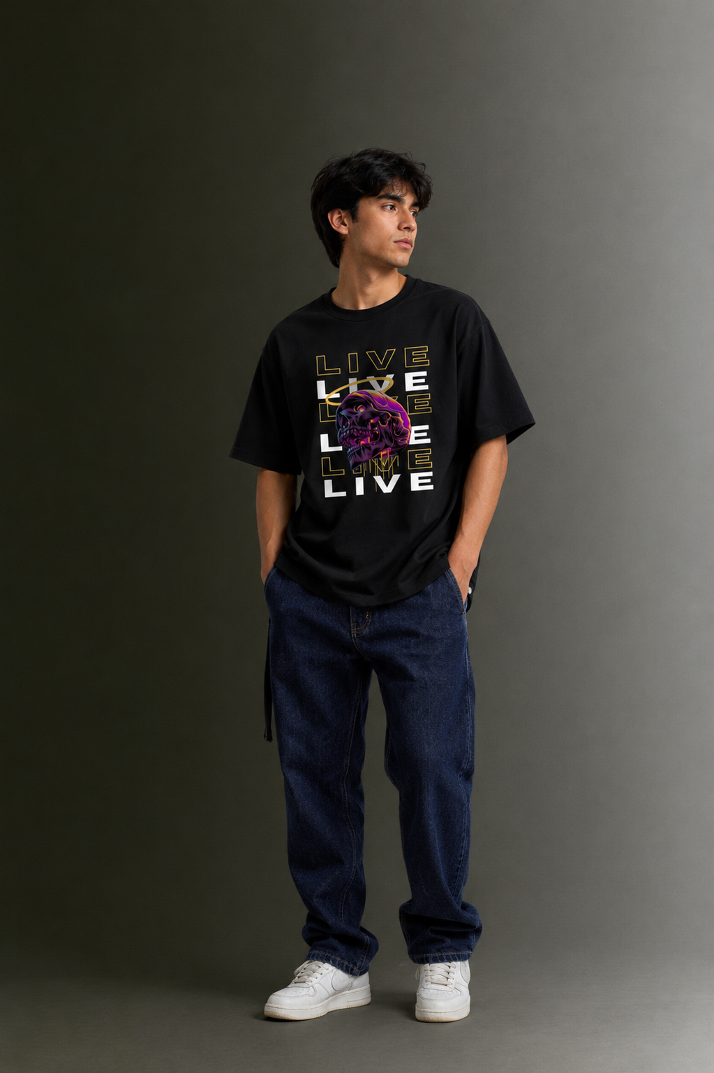Men's Drop Shoulder Front Printed T-Shirt | Graphic Tee | OUTPUFF