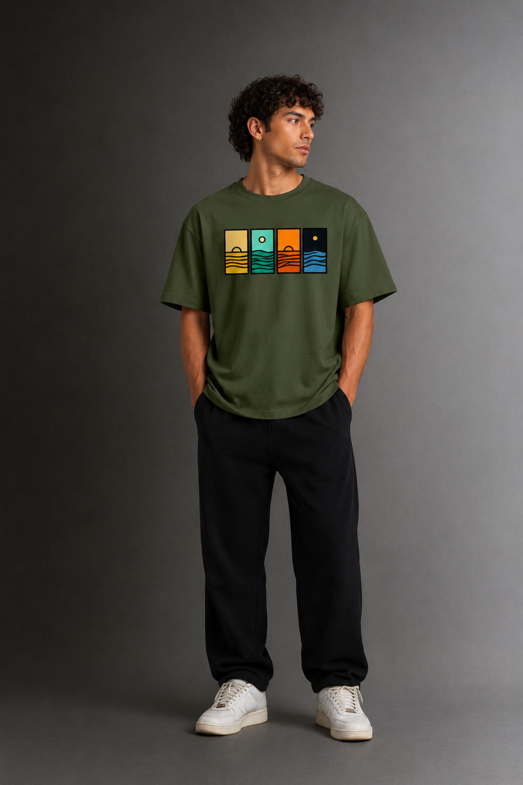 Men's Drop Shoulder Front Printed T-Shirt | Graphic Tee | OUTPUFF