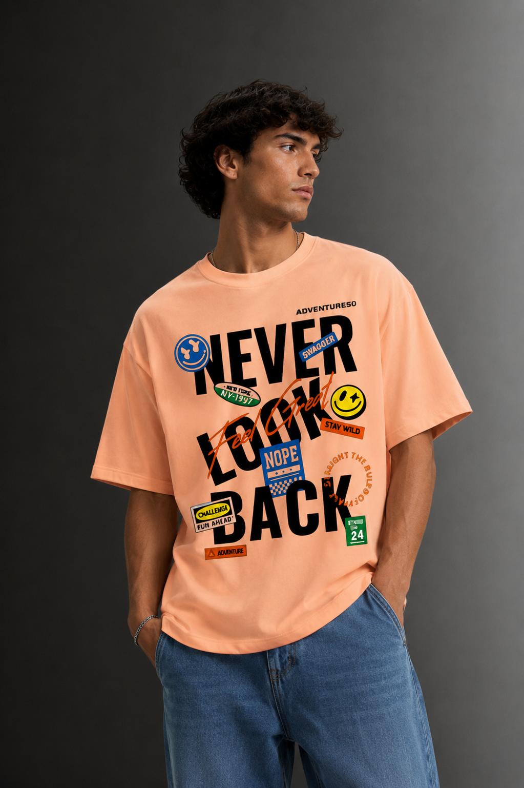 Men's Drop Shoulder Front Printed T-Shirt | Graphic Tee | OUTPUFF