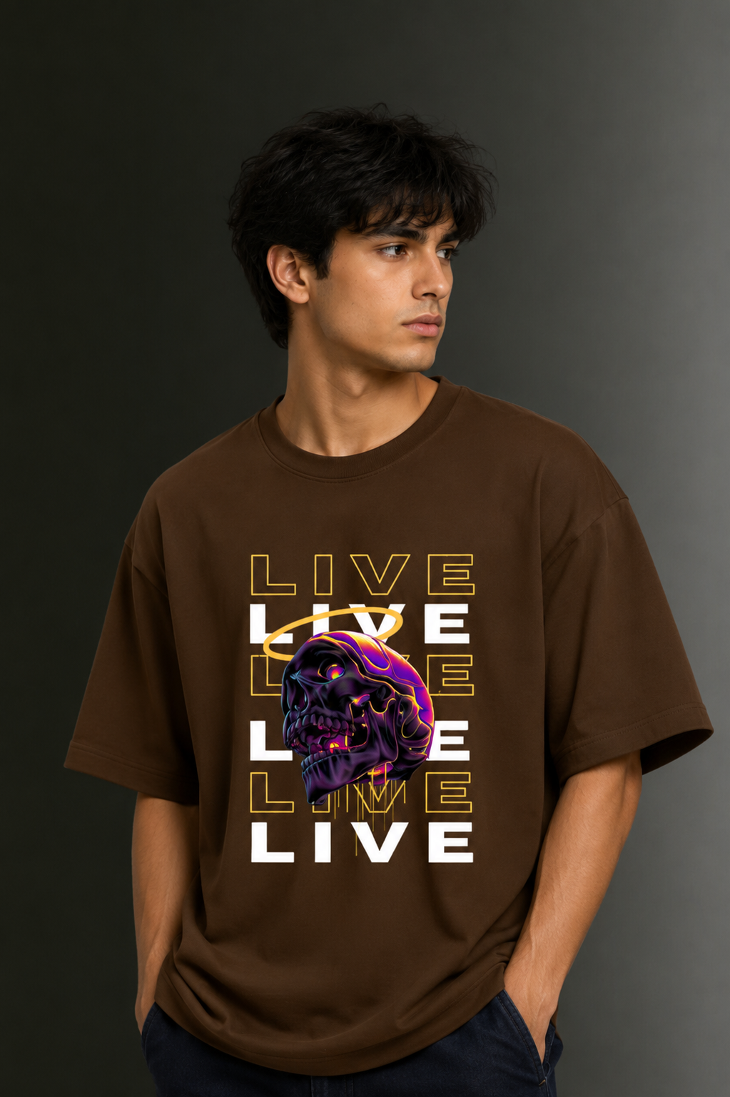 Men's Drop Shoulder Front Printed T-Shirt | Graphic Tee | OUTPUFF