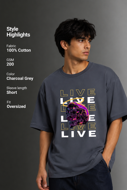 Men's Drop Shoulder Front Printed T-Shirt | Graphic Tee | OUTPUFF