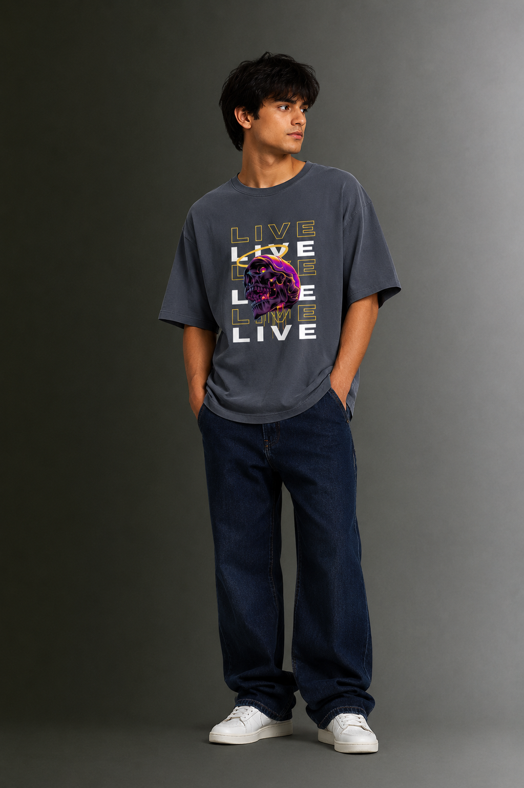 Men's Drop Shoulder Front Printed T-Shirt | Graphic Tee | OUTPUFF