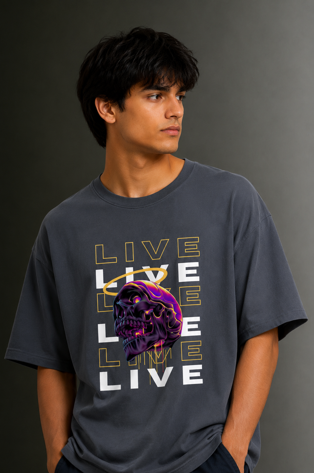 Men's Drop Shoulder Front Printed T-Shirt | Graphic Tee | OUTPUFF