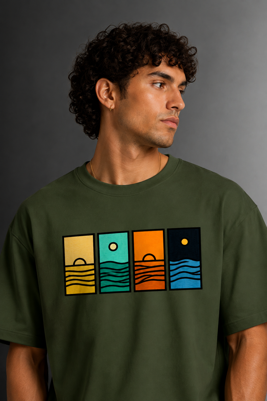 Men's Drop Shoulder Front Printed T-Shirt | Graphic Tee | OUTPUFF