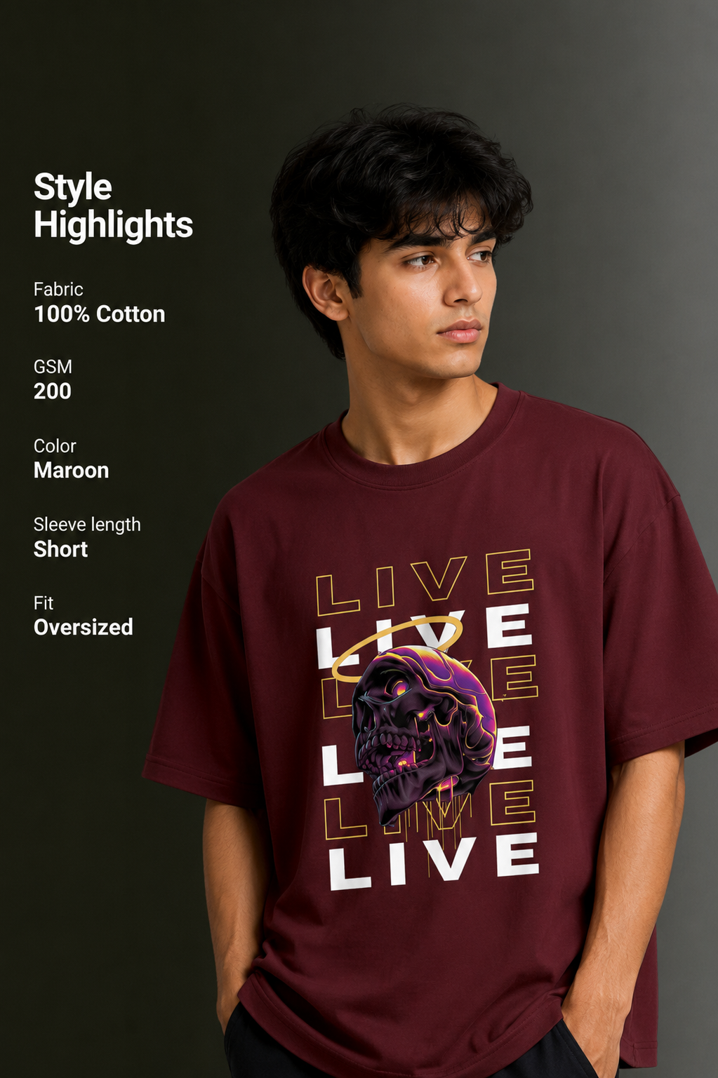 Men's Drop Shoulder Front Printed T-Shirt | Graphic Tee | OUTPUFF