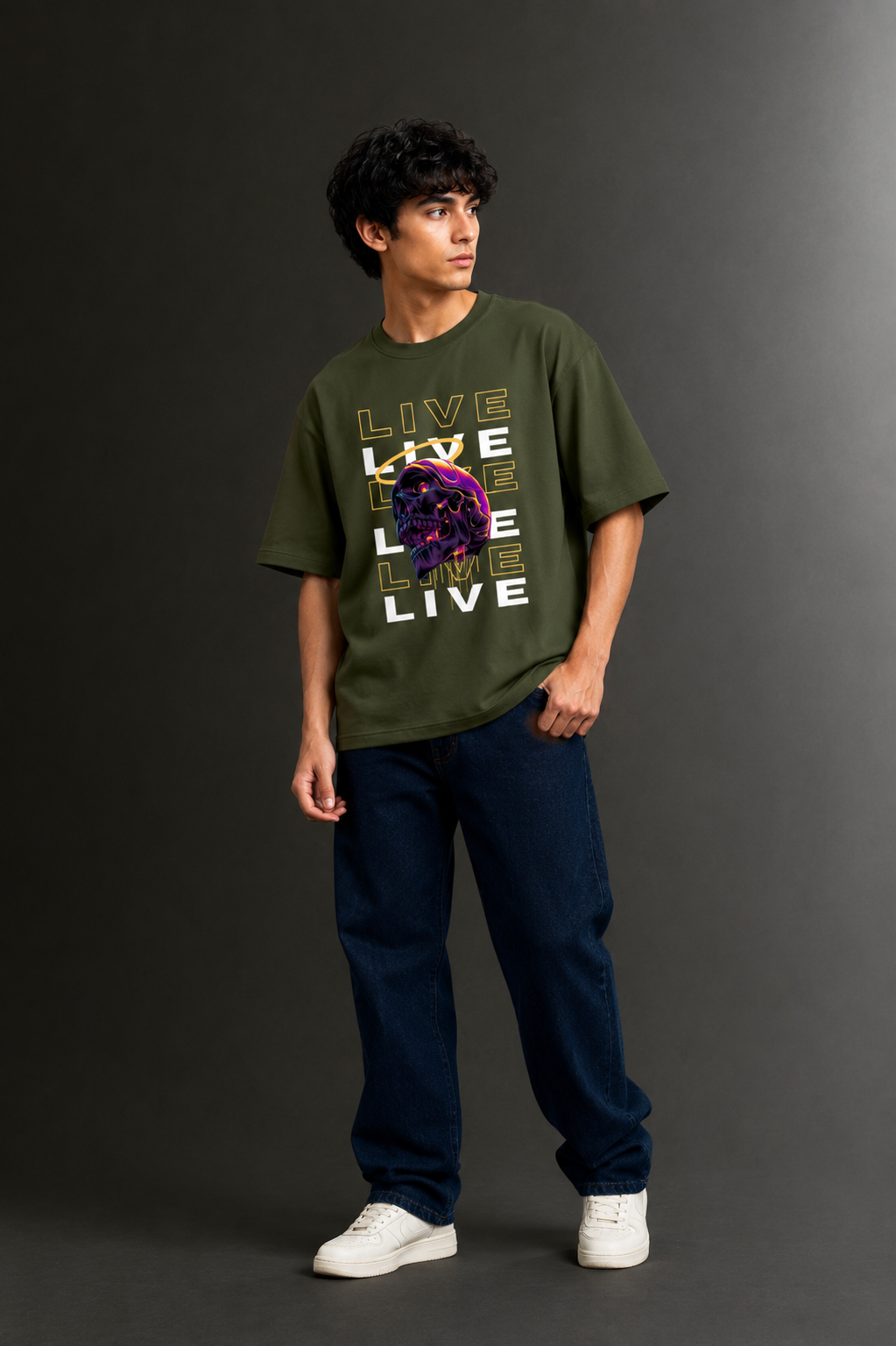 Men's Drop Shoulder Front Printed T-Shirt | Graphic Tee | OUTPUFF