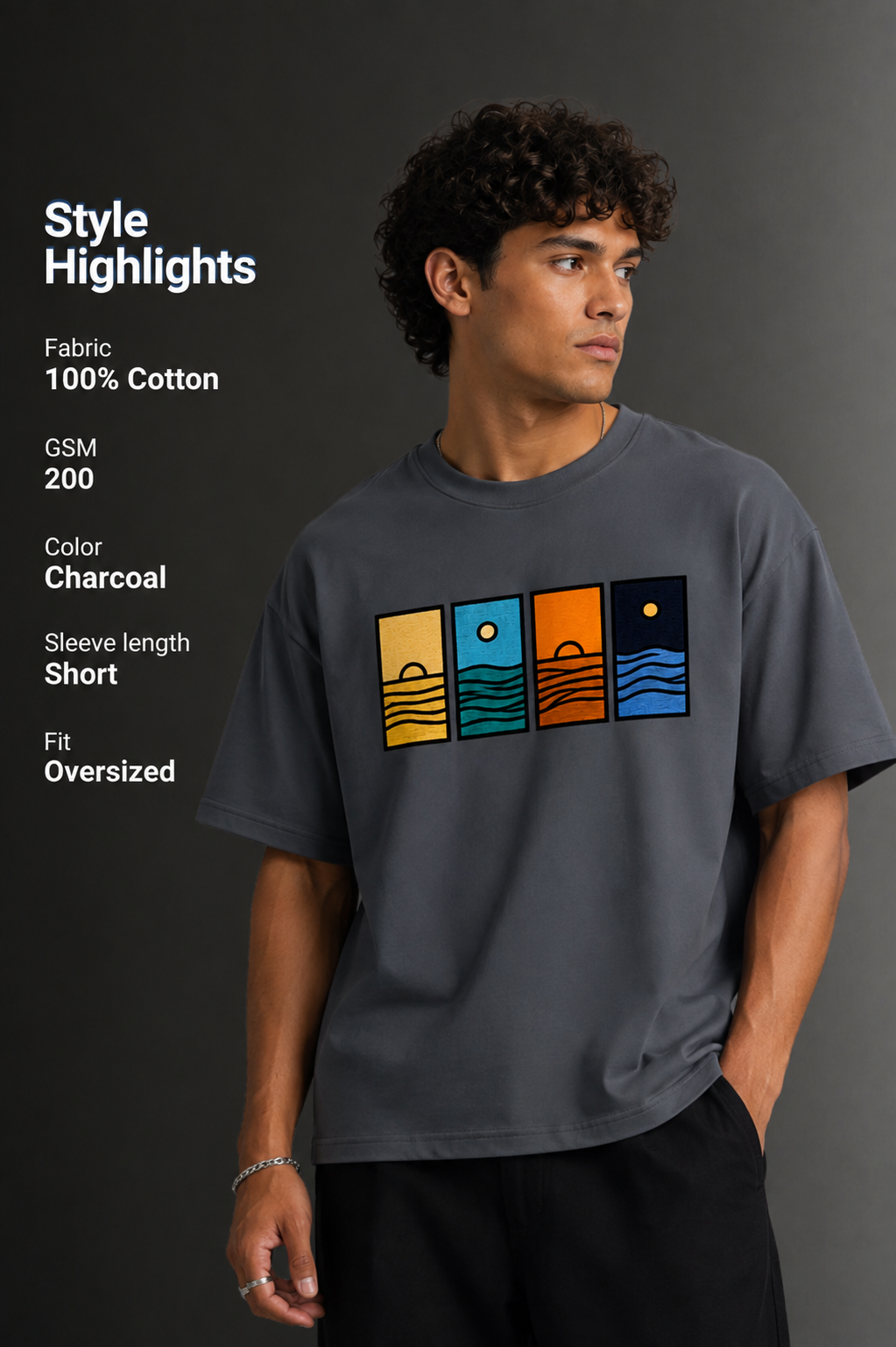 Men's Drop Shoulder Front Printed T-Shirt | Graphic Tee | OUTPUFF