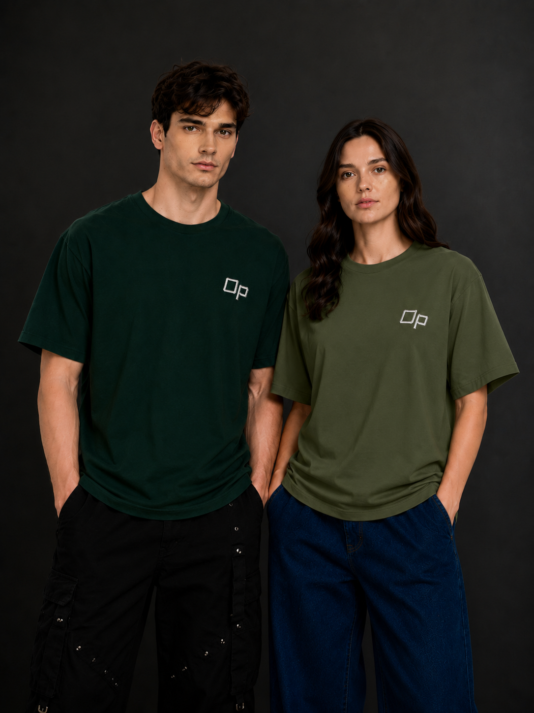 Couple Plain Drop Shoulder T-Shirt | OUTPUFF