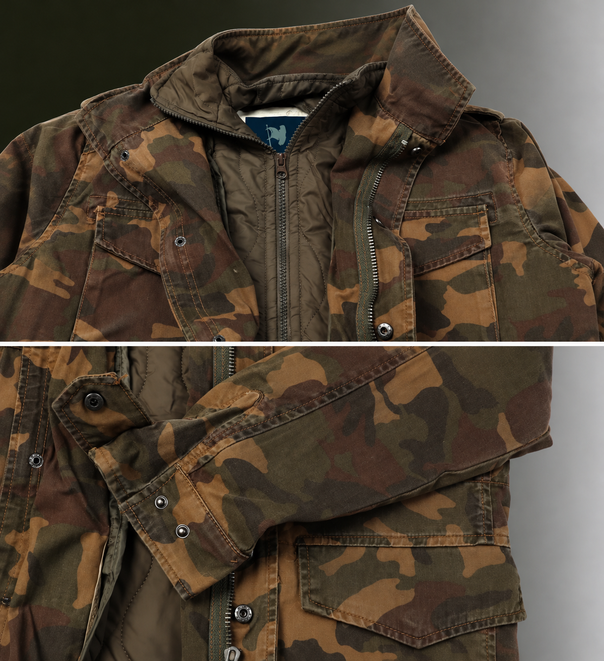 OUTPUFF Men’s Cotton-Blend Field Jacket with Removable Quilted Liner
