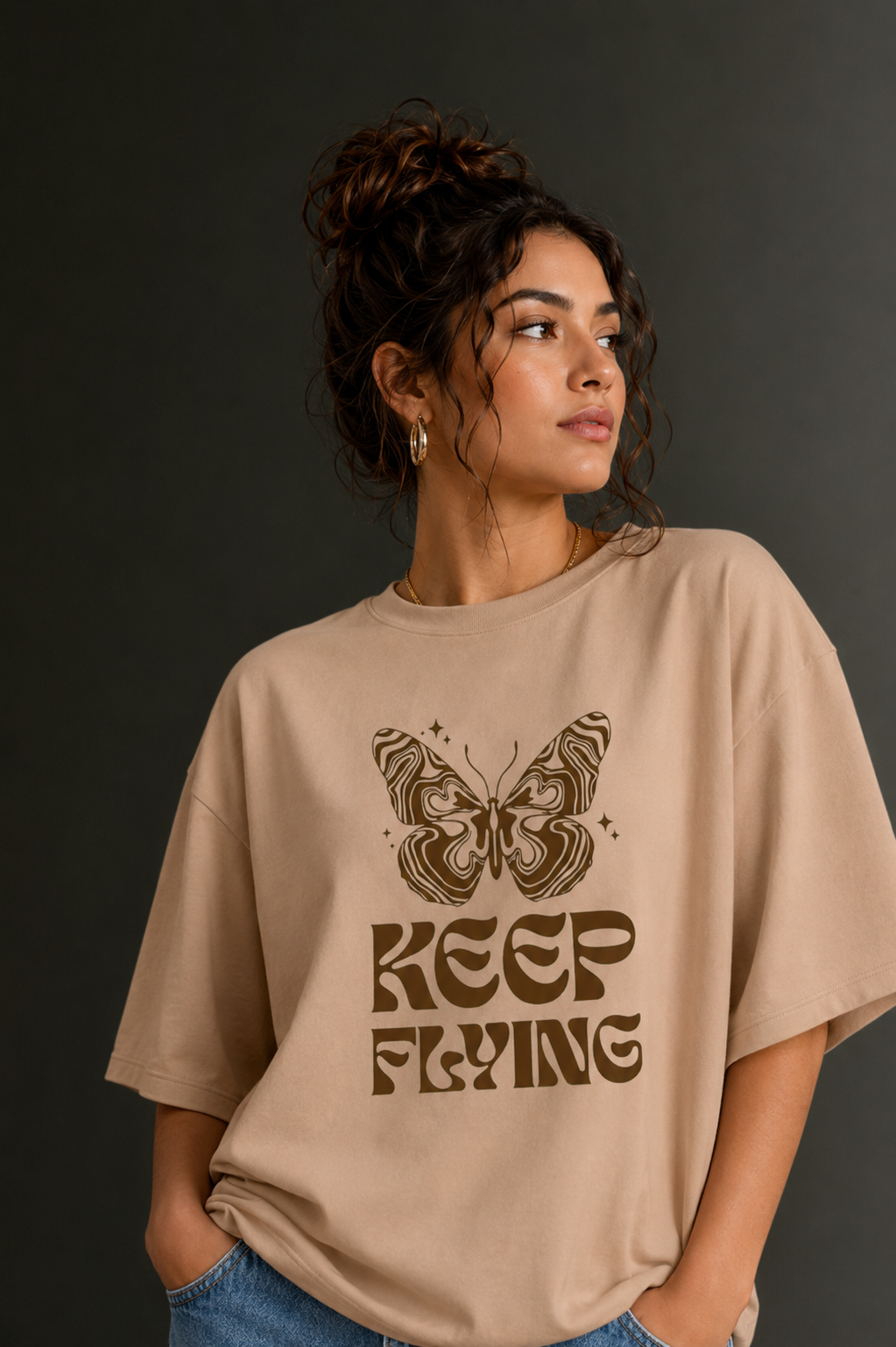 Women Drop Shoulder Front Printed T-Shirt | OUTPUFF