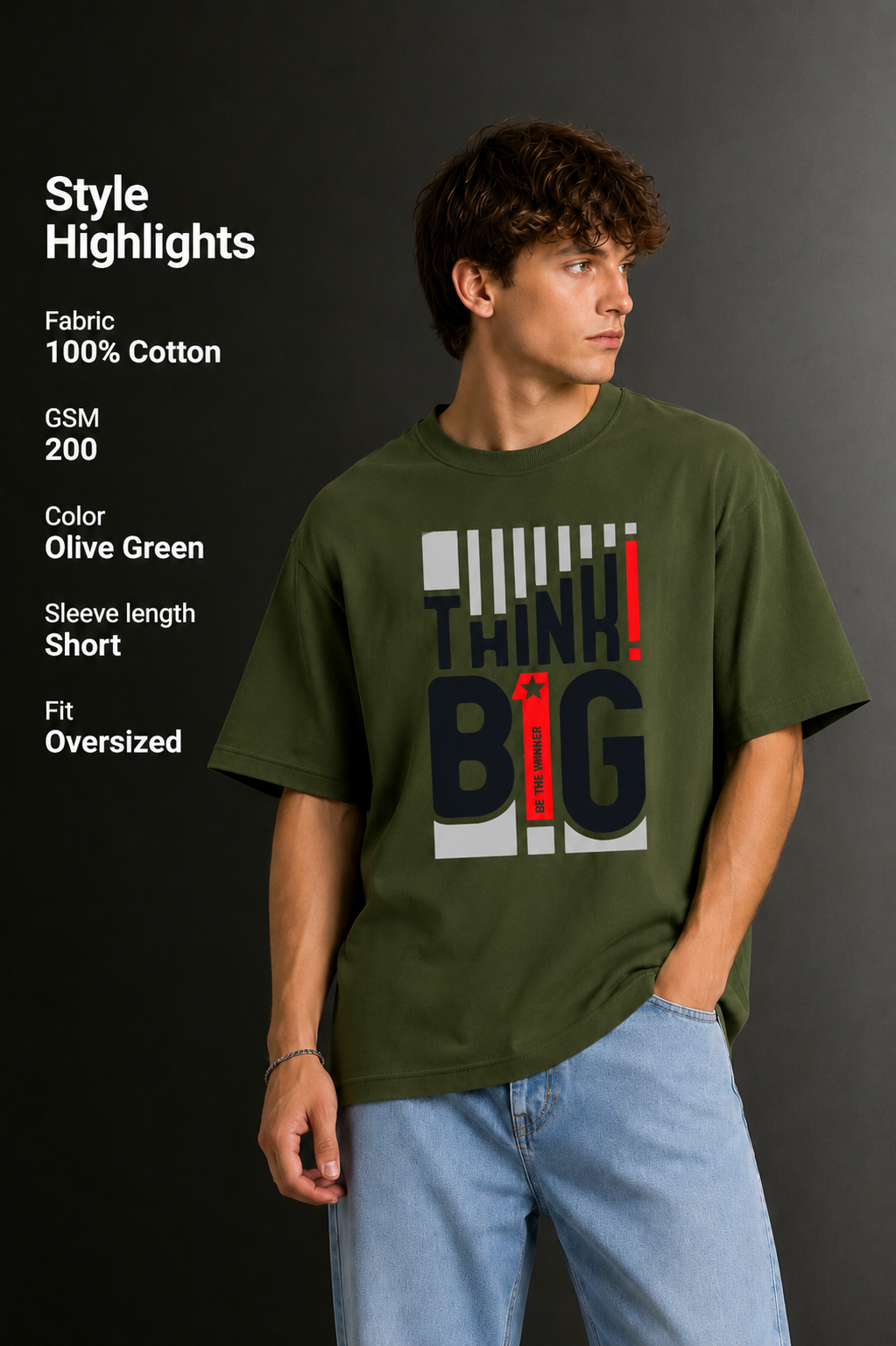 Men's Drop Shoulder Front Printed T-Shirt | Graphic Tee | OUTPUFF