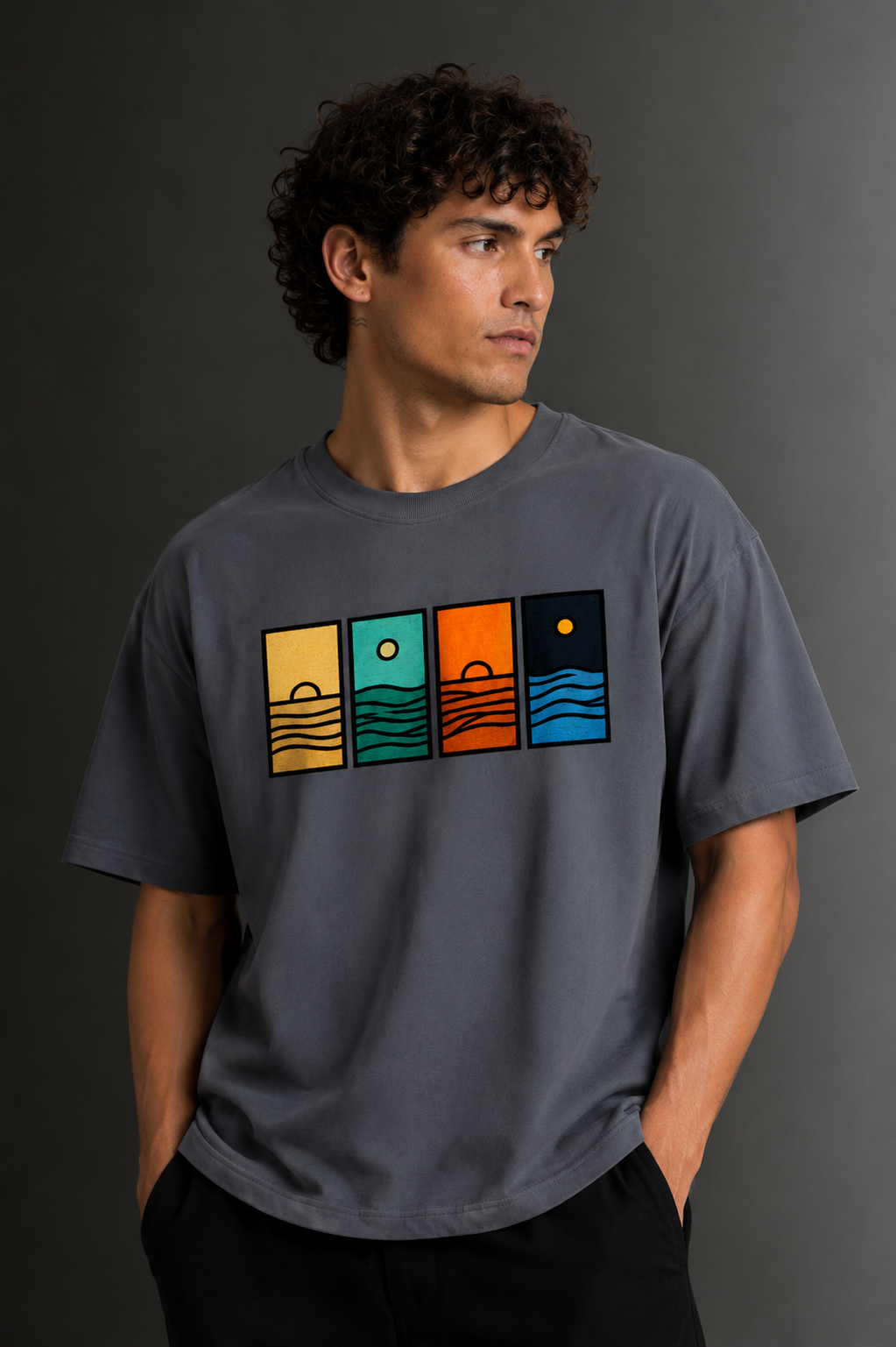 Men's Drop Shoulder Front Printed T-Shirt | Graphic Tee | OUTPUFF
