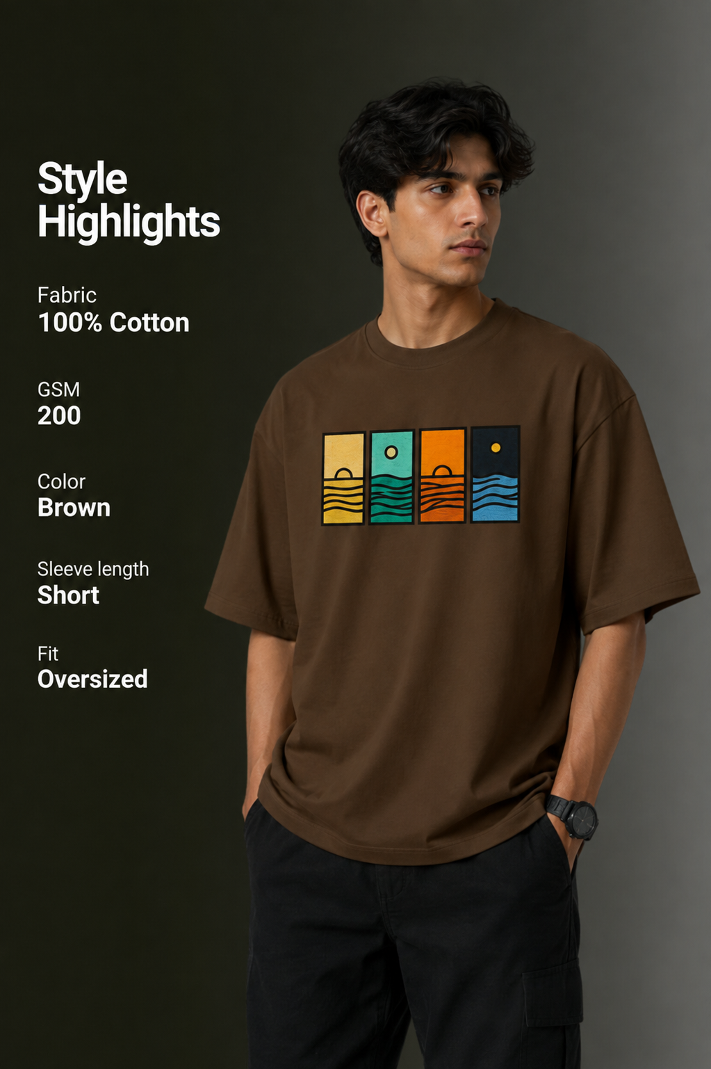 Men's Drop Shoulder Front Printed T-Shirt | Graphic Tee | OUTPUFF