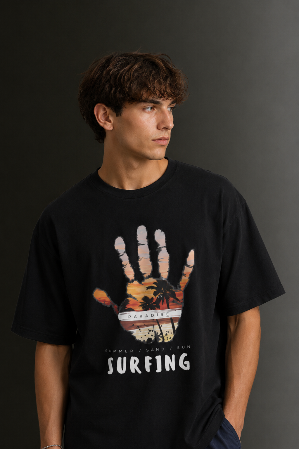 Men's Drop Shoulder Front Printed T-Shirt | Graphic Tee | OUTPUFF