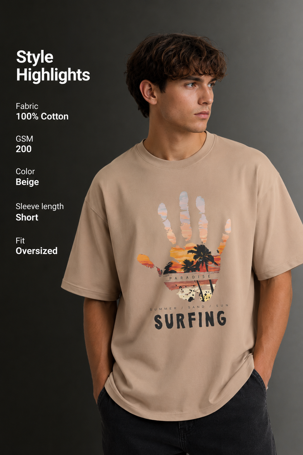 Men's Drop Shoulder Front Printed T-Shirt | Graphic Tee | OUTPUFF