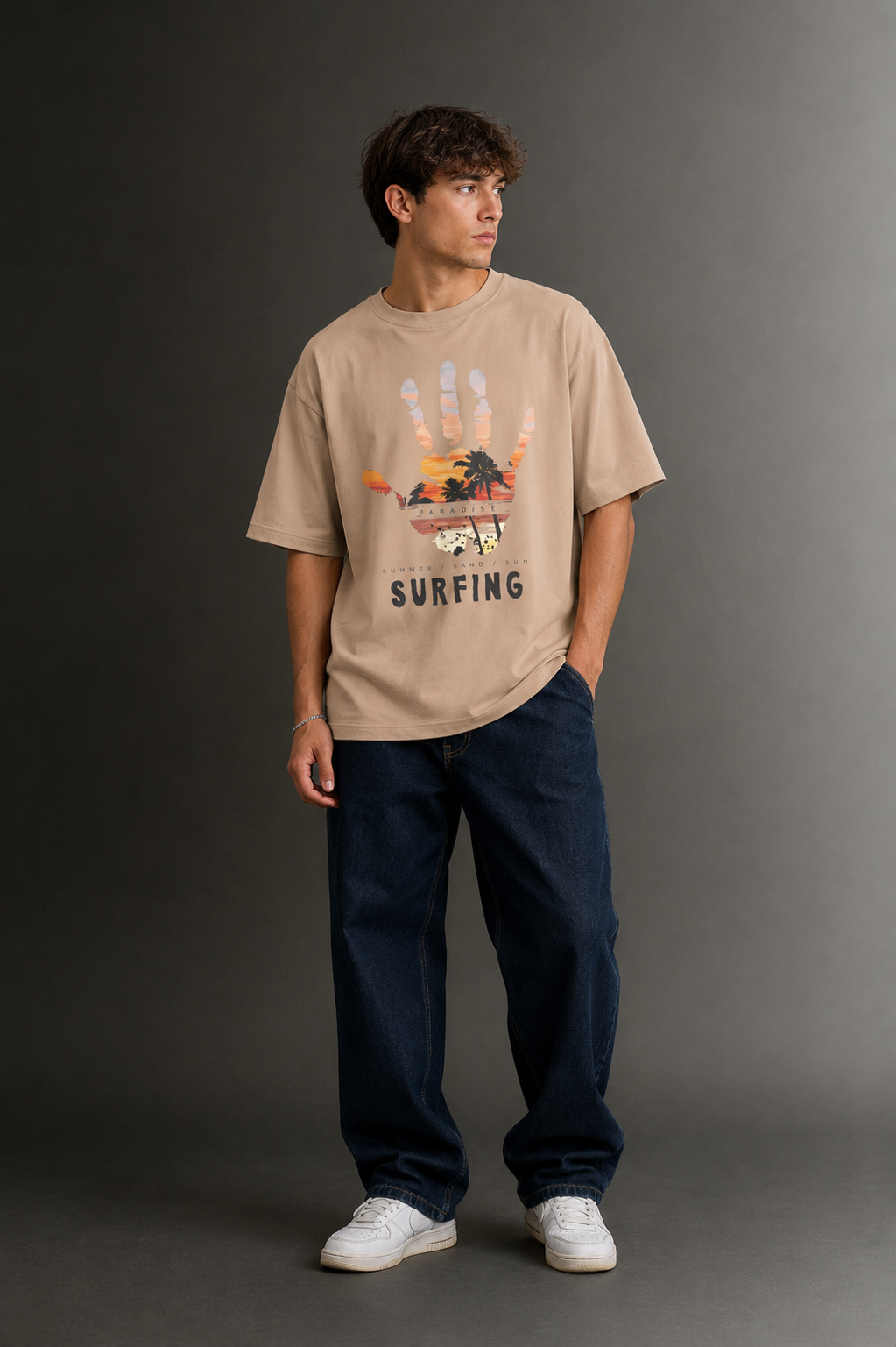 Men's Drop Shoulder Front Printed T-Shirt | Graphic Tee | OUTPUFF