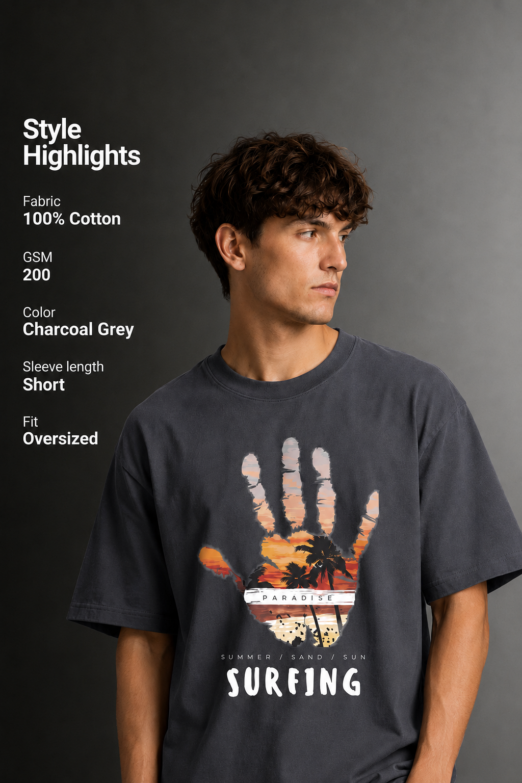 Men's Drop Shoulder Front Printed T-Shirt | Graphic Tee | OUTPUFF